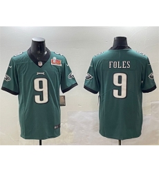 Men Philadelphia Eagles 9 Nick Foles Green 2025 Super Bowl LIX Patch Vapor Untouchable Limited Stitched Football Jersey