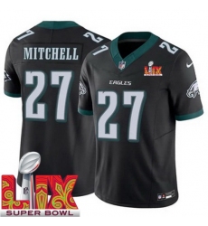 Men Philadelphia Eagles Quinyon Mitchell #27 Black 2024 2025 Super Bowl LIX F U S E Stitched NFL Jersey