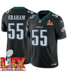 Youth Philadelphia Eagles Brandon Graham #55 Black 2024 2025 Super Bowl LIX F U S E Stitched NFL Jersey