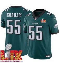 Youth Philadelphia Eagles Brandon Graham #55 Green 2024 2025 Super Bowl LIX F U S E Stitched NFL Jersey