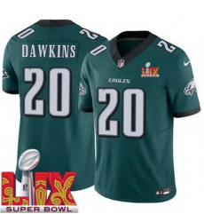 Youth Philadelphia Eagles Brian Dawkins #20 Green 2024 2025 Super Bowl LIX F U S E Stitched NFL Jersey