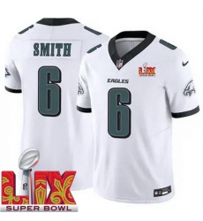 Youth Philadelphia Eagles DeVonta Smith #6 White 2024 2025 Super Bowl LIX F U S E Stitched NFL Jersey