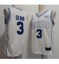 BYU Cougars #3 Egor Demin White Stitched NCAA Basketball Jersey