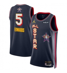 Men 2025 All Star 5 Anthony Edwards Navy Stitched Basketball Jersey