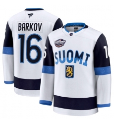 Men Finland 16 Aleksander Barkov White 2025 4 Nations Face Off Premium Stitched Jersey