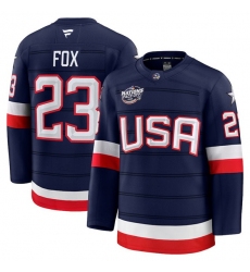 Men USA 23 Adam Fox Navy 2025 4 Nations Face Off Stitched Jersey