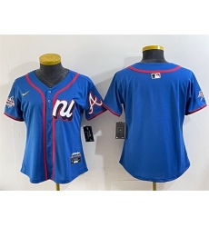 Women National League Atlanta Braves Blank Blue 2025 All Star Edition Limited Stitched Baseball Jersey 