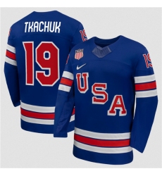 Men's USA #19 Matthew Tkachuk Royal 2026 Stitched Jersey