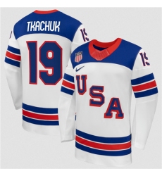 Men's USA #19 Matthew Tkachuk White 2026 Stitched Jersey
